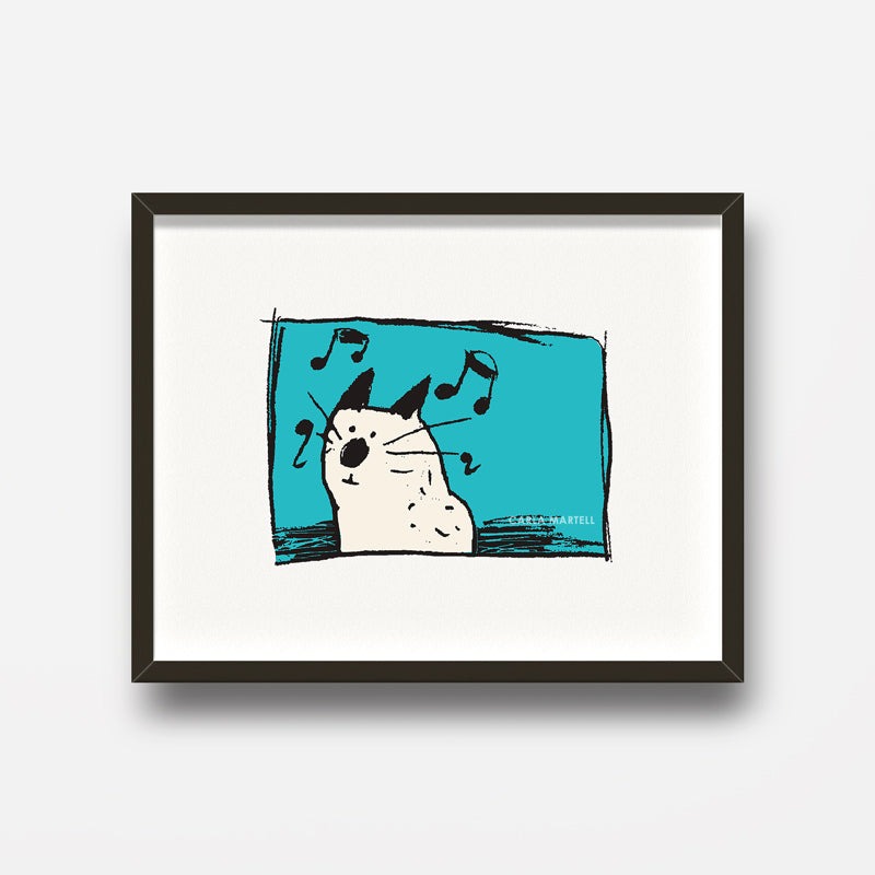 Music Cat Art Print Carla Martell Design And Illustration